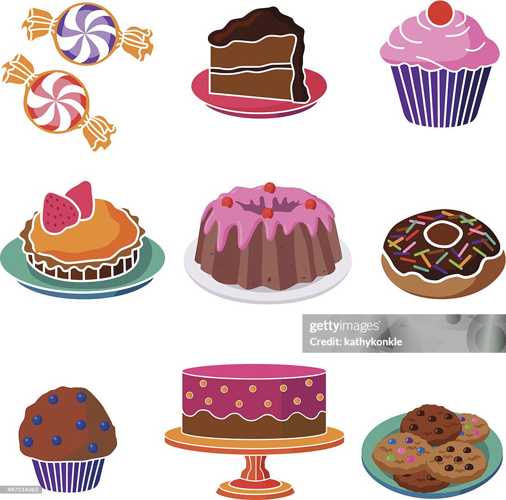 Sweet desserts and candy