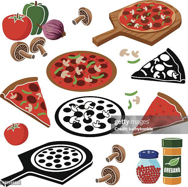 pizza design elements - oregano stock illustrations