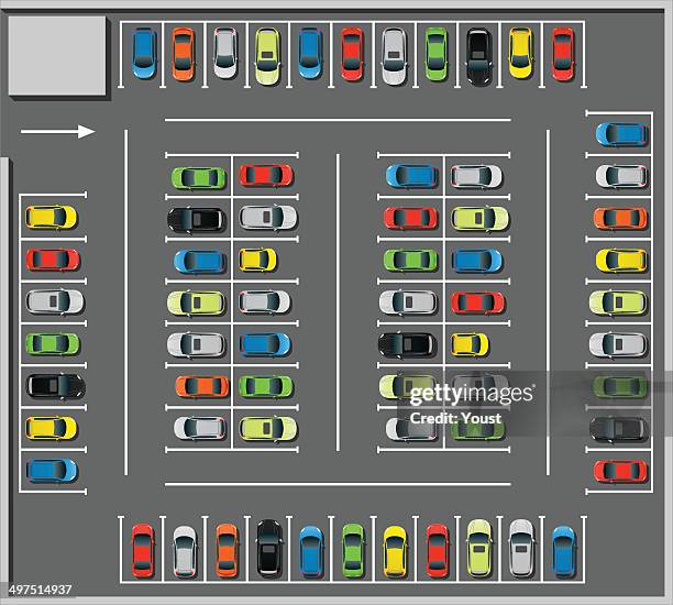 crowded car parking - parking stock illustrations