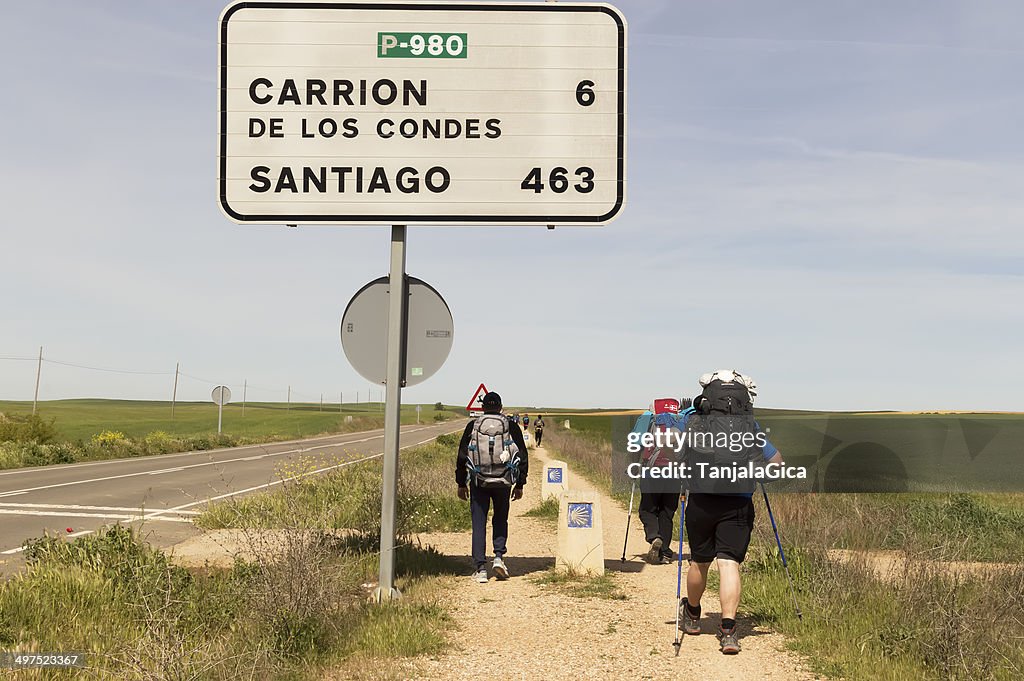 Pilgrim on the road to Santiago de Compostela