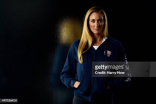 Beach volleyball player Kerri Walsh Jennings poses for a portrait at the USOC Rio Olympics Shoot at Quixote Studios on November 17, 2015 in Los...
