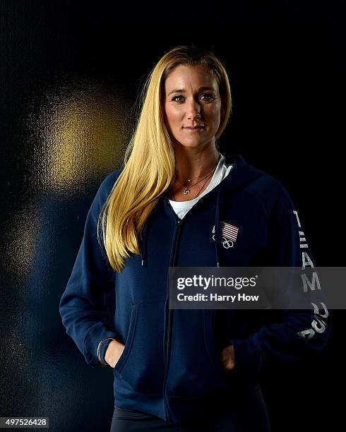 Beach volleyball player Kerri Walsh Jennings poses for a portrait at the USOC Rio Olympics Shoot at Quixote Studios on November 17, 2015 in Los...