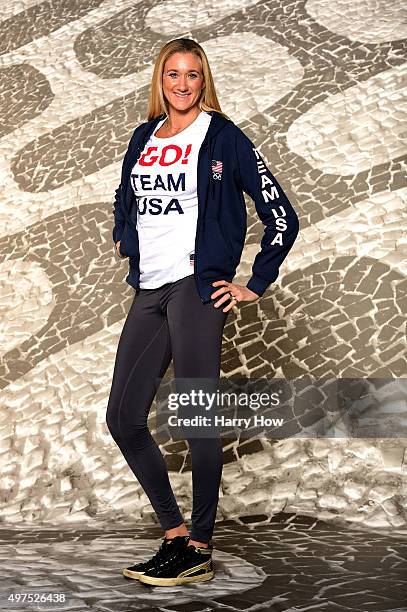 Beach volleyball player Kerri Walsh Jennings poses for a portrait at the USOC Rio Olympics Shoot at Quixote Studios on November 17, 2015 in Los...