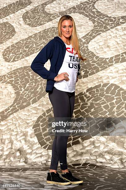 Beach volleyball player Kerri Walsh Jennings poses for a portrait at the USOC Rio Olympics Shoot at Quixote Studios on November 17, 2015 in Los...