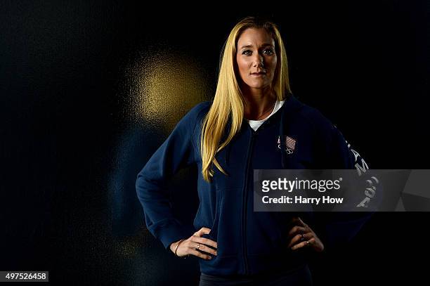 Beach volleyball player Kerri Walsh Jennings poses for a portrait at the USOC Rio Olympics Shoot at Quixote Studios on November 17, 2015 in Los...