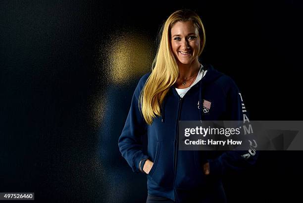 Beach volleyball player Kerri Walsh Jennings poses for a portrait at the USOC Rio Olympics Shoot at Quixote Studios on November 17, 2015 in Los...