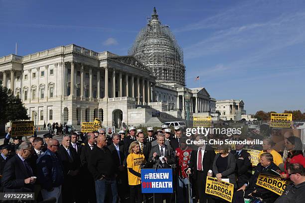 Senate and House Democrats hold a news conference with first responders from New York and members of the Iraq and Afghanistan Veterans of America to...