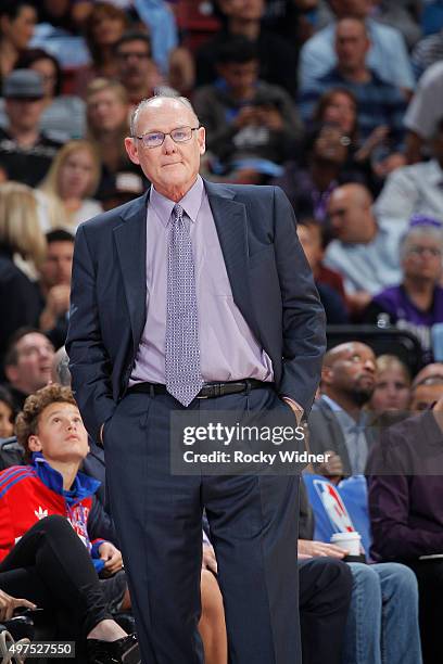 Head coach George Karl of the Sacramento Kings coaches against the Houston Rockets on November 6, 2015 at Sleep Train Arena in Sacramento,...