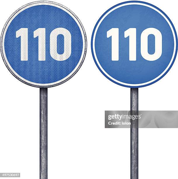 two blue minimum speed limit 110 circular road signs - over 80 stock illustrations