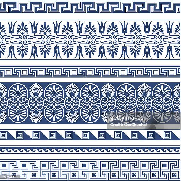 stockillustraties, clipart, cartoons en iconen met the frames of ancient greek style - greek pattern