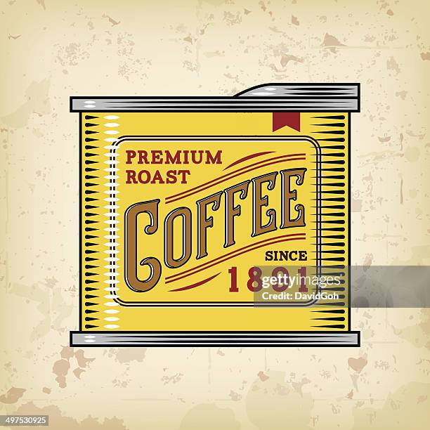 stockillustraties, clipart, cartoons en iconen met coffee & tea objects - tin - tea can