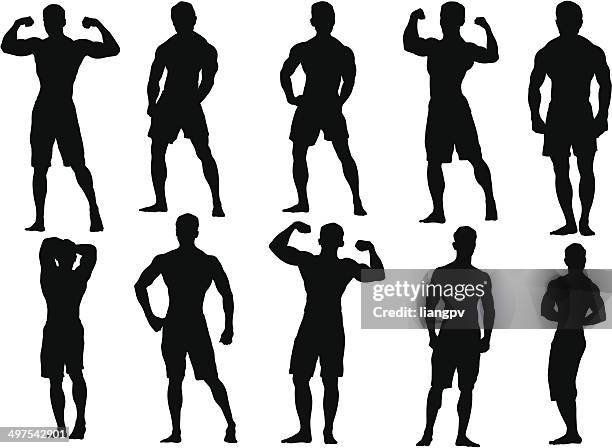 stockillustraties, clipart, cartoons en iconen met muscular builder - machos