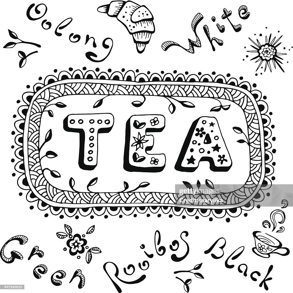 Hand drawn tea text