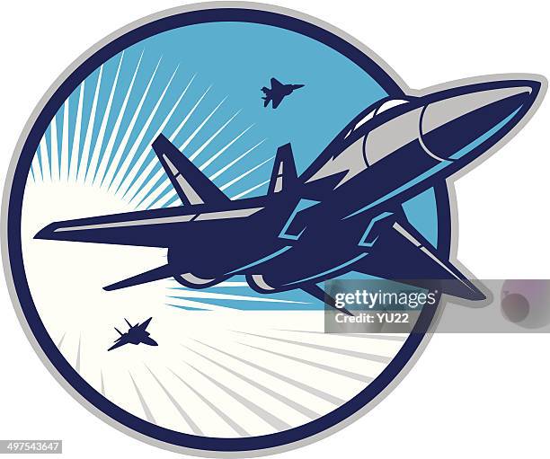 bildbanksillustrationer, clip art samt tecknat material och ikoner med jet fighter in sky - flygvapen