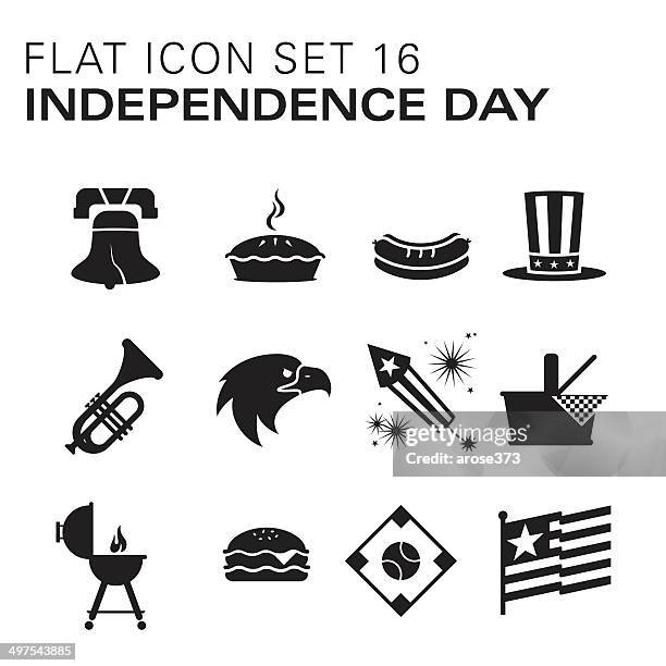 stockillustraties, clipart, cartoons en iconen met flat icons 16 - independence day/summer - apple pie