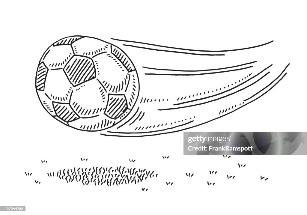 Fliegenden Fußball Ball Zeichnung
