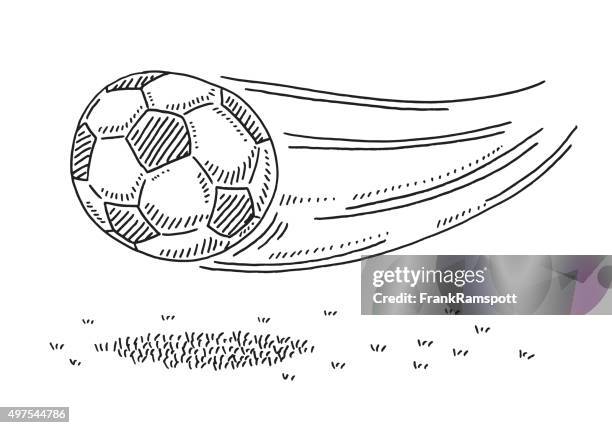 illustrazioni stock, clip art, cartoni animati e icone di tendenza di pallone da calcio vola disegno - soccer ball