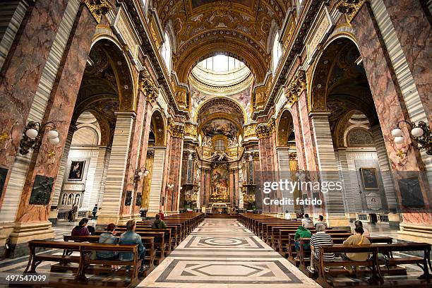 interior of basilica dei ss. ambrogio e carlo - statue of st anne stock pictures, royalty-free photos & images