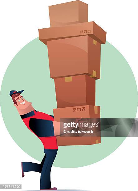 muscular courier - box delivery stock illustrations
