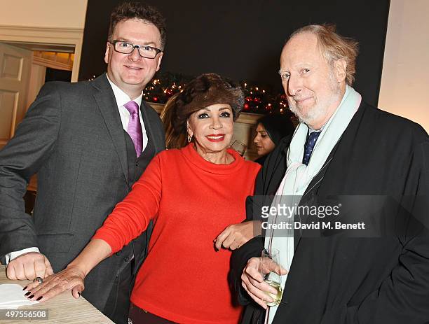 Of Fortnum & Mason Ewan Venters, Dame Shirley Bassey and Ed Victor attend the opening party of Skate at Somerset House with Fortnum & Mason at...