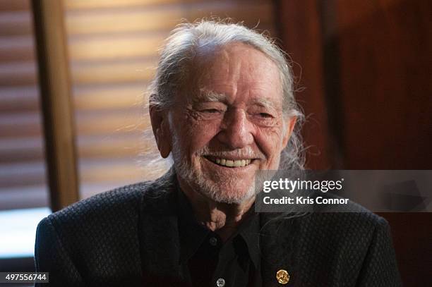 Honoree Willie Nelson attends the 2015 Gershwin Prize Luncheon where he was presented with a certificate and an American Flag in the Thomas Jefferson...