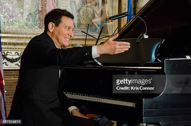 Michael Feinstein performs during the 2015 Gershwin Prize Luncheon Honoring Willie Nelson in the Thomas Jefferson Building of the Library of Congress...