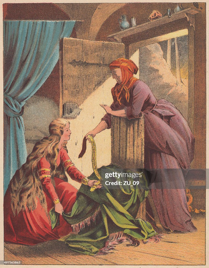 Snow white, fairy tale, lithograph, published in 1875
