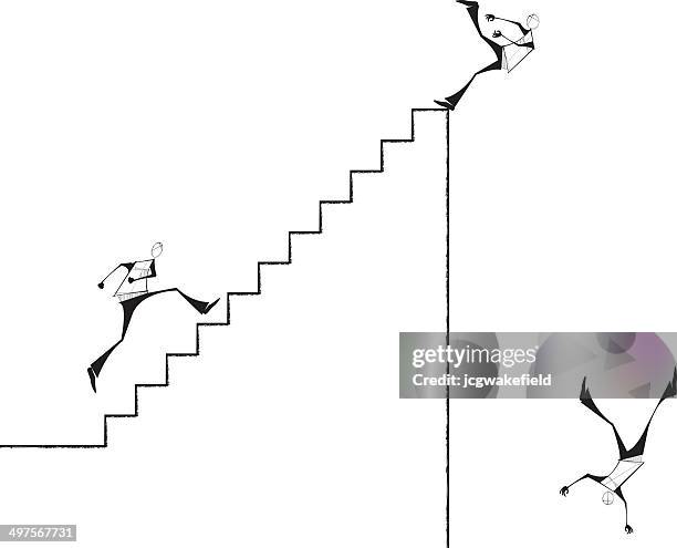 man running stairs and falling down - falling down stairs stock illustrations