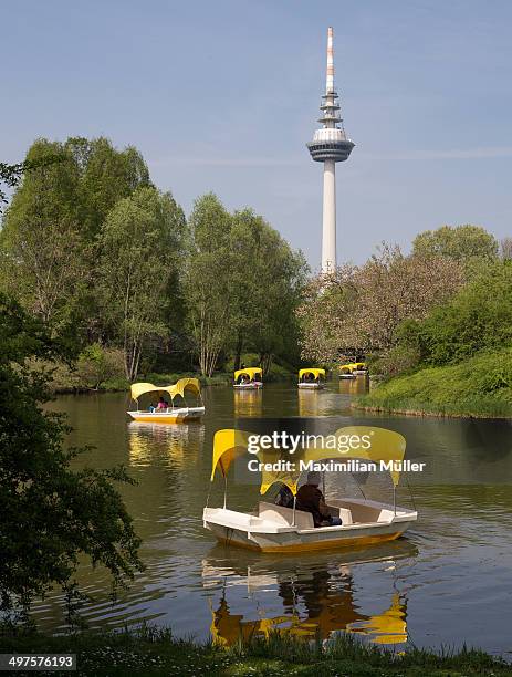 gondolettas at luisenpark, mannheim - mannheim stock pictures, royalty-free photos & images