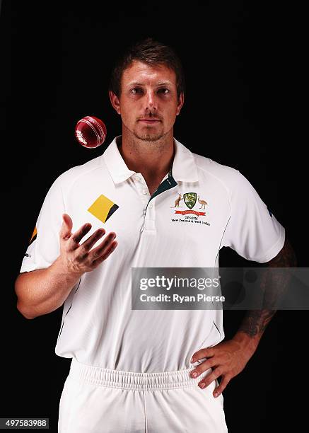 James Pattinson of Australia poses during an Australian Test Cricket Portrait Session on October 19, 2015 in Sydney, Australia.