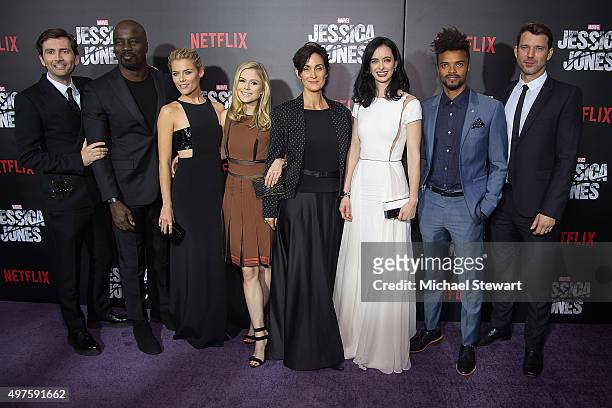 Actors David Tennant, Mike Colter, Rachael Taylor, Erin Moriarty, Carrie-Anne Moss, Krysten Ritter, Eka Darville and Wil Traval attend the "Jessica...