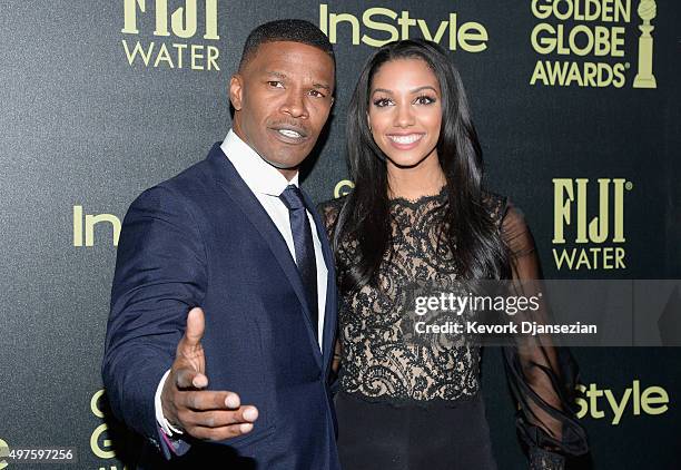 Actor Jamie Foxx and Miss Golden Globe Corinne Foxx attend Hollywood Foreign Press Association and InStyle Celebration of The 2016 Golden Globe Award...