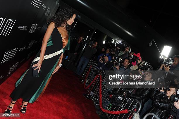 Madalina Ghenea arrives at the premiere of Fox Searchlight Pictures' "Youth" at DGA Theater on November 17, 2015 in Los Angeles, California.