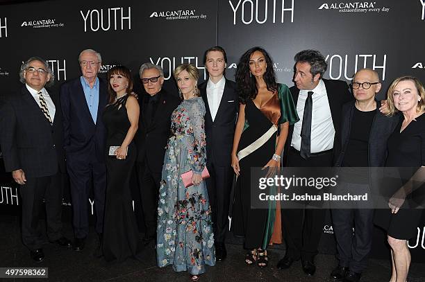 Steve Gilula, Michael Caine, Sumi Jo, Harvey Keitel, Jane Fonda, Paul Dano, Madalina Ghenea, Paolo Sorrentino, David Lang and Nancy Utley arrive at...