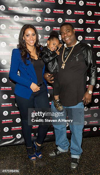 Megan Morgan, Maven Morgan and Comedian Tracy Morgan attend the 4th Annual Week of Greatness Kickoff at The Wooly on November 17, 2015 in New York...