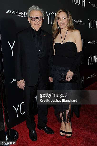 Harvey Keitel and Daphna Kastner arrive at the premiere of Fox Searchlight Pictures' "Youth" at DGA Theater on November 17, 2015 in Los Angeles,...