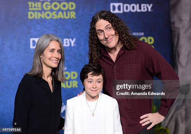 Singer-songwriter Weird Al Yankovic, his wife Suzanne Krajewski and their daughter Nina Yankovic arrive at the premiere of Disney-Pixar's "The Good...