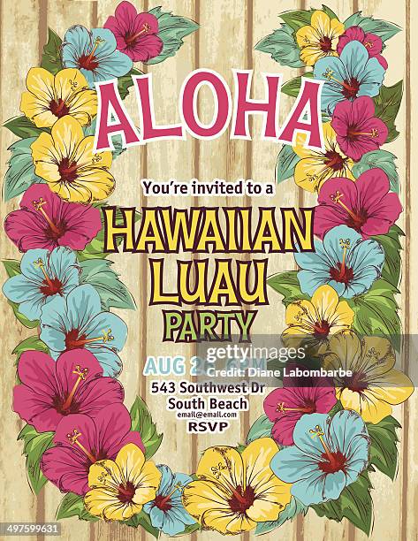 aloha hawaiian party invitation - ukulele stock illustrations