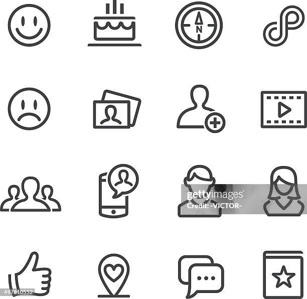 ilustraciones, imágenes clip art, dibujos animados e iconos de stock de social media icons set-line - video call