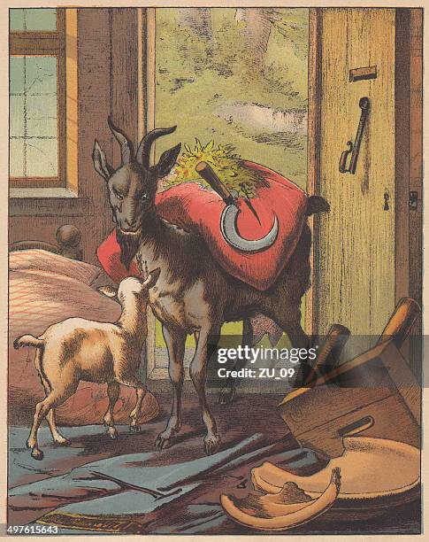 sieben junge ziegen - gesäß stock-grafiken, -clipart, -cartoons und -symbole