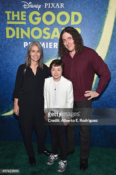 Suzanne Krajewski, Nina Yankovic and Singer-songwriter Al Yankovic attend the World Premiere Of Disney-Pixar's THE GOOD DINOSAUR at the El Capitan...