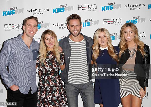 Shawn Booth; Emma Slater, Nick Viall; Lindsay Arnold and Becca Tilley attend Ryan Seacrest Purse Party at Four Seasons Hotel Los Angeles at Beverly...