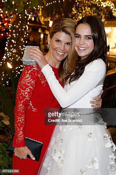 Lori Loughlin and Bailee Madison pose for a photo prior to the World Premiere Screening of "Northpole: Open for Christmas" at The Grove on November...