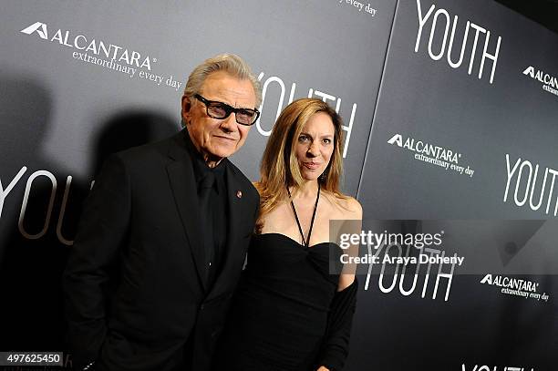 Harvey Keitel and Daphna Kastner attend the premiere of Fox Searchlight Pictures' "Youth" at DGA Theater on November 17, 2015 in Los Angeles,...