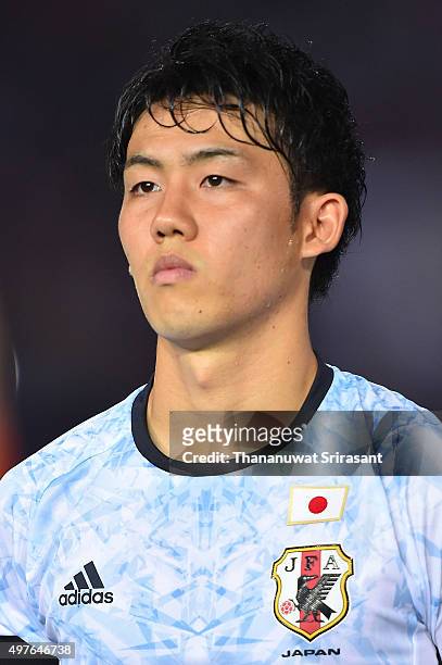 Wataru Endo of Japan poses during the 2018 FIFA World Cup Qualifier match between Cambodia and Japan on November 17, 2015 in Phnom Penh, Cambodia.