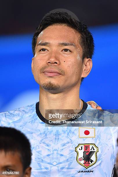 Yuto Nagatomo of Japan poses during the 2018 FIFA World Cup Qualifier match between Cambodia and Japan on November 17, 2015 in Phnom Penh, Cambodia.