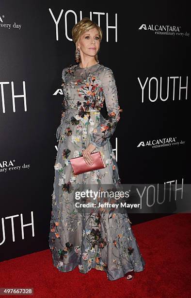 Actress Jane Fonda attends the premiere of Fox Searchlight Pictures' 'Youth' at DGA Theater on November 17, 2015 in Los Angeles, California.