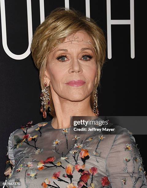 Actress Jane Fonda attends the premiere of Fox Searchlight Pictures' 'Youth' at DGA Theater on November 17, 2015 in Los Angeles, California.