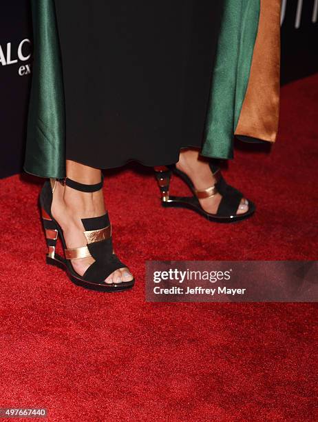 Actress Madalina Diana Ghenea, shoe detail, at the premiere of Fox Searchlight Pictures' 'Youth' at DGA Theater on November 17, 2015 in Los Angeles,...