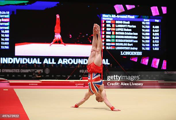 Daniel Purvis of Great Britain competes in the Floor during day eight of the 2015 World Artistic Gymnastics Championships at The SSE Hydro on October...